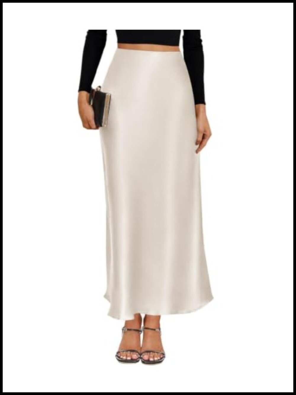 Satin High Waisted A-Line Maxi Skirt, Silk Long Skirt for Women